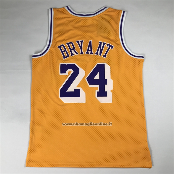Maglia Los Angeles Lakers Kobe Bryant No 24 Autentico 2007-08 Giallo